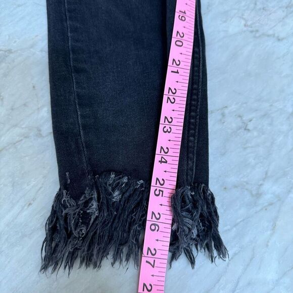 Free People Great Heights Frayed Skinny Black Jeans Size 29 Fringe Row Hem - Picture 10 of 10